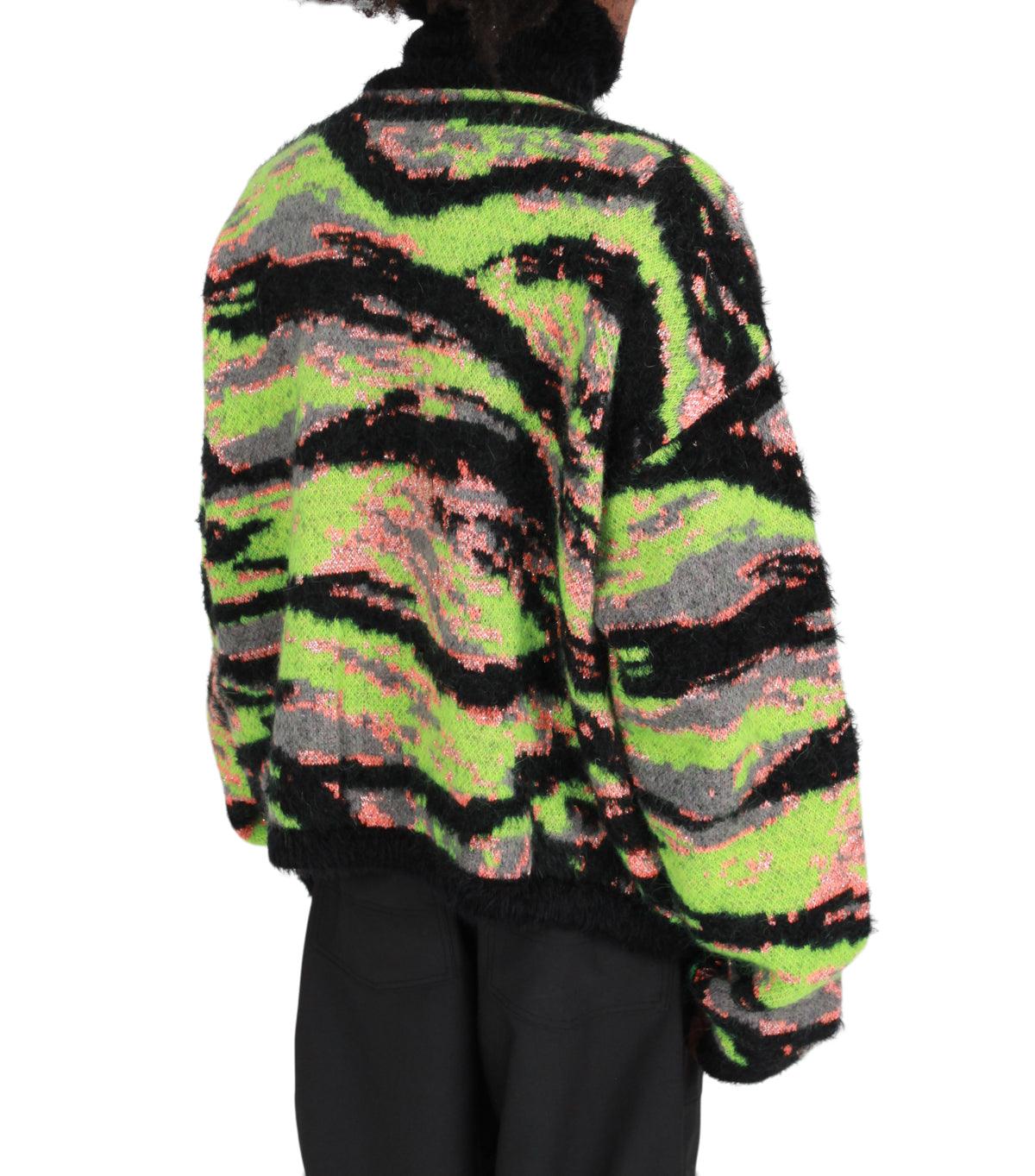 ERL Jacquard Tiger Sweater Green - Image 3