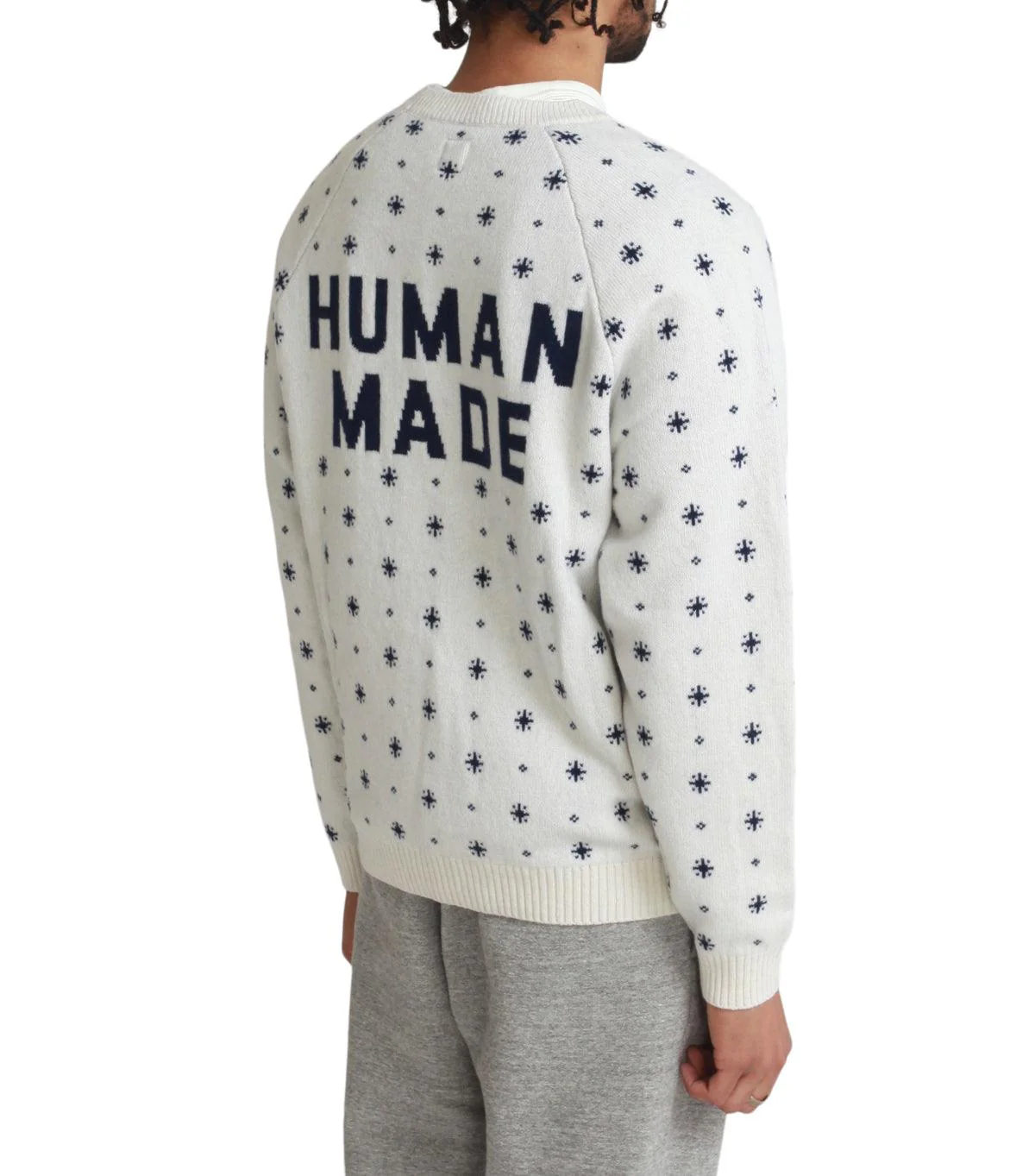Human Made Polar Bear Jacquard Knit Sweater White - Image 3
