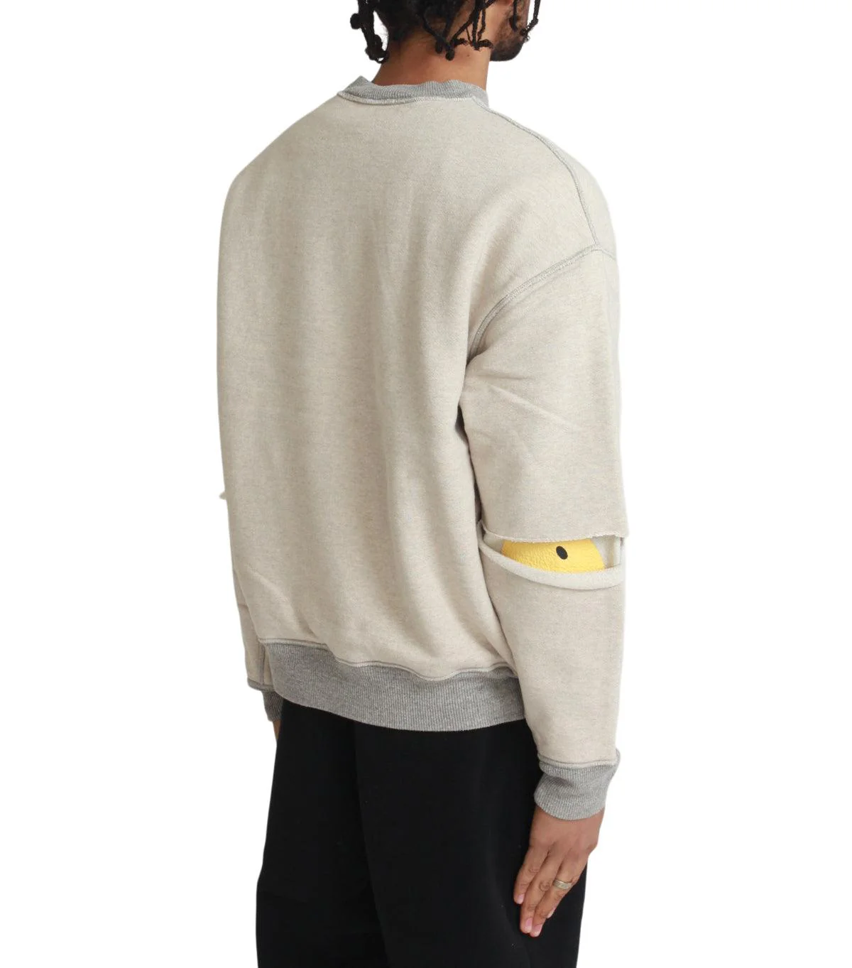 Kapital Top Sweater Knit Reversible Elbow-Rip Sweater Coneybowy Ecru Grey - Image 3