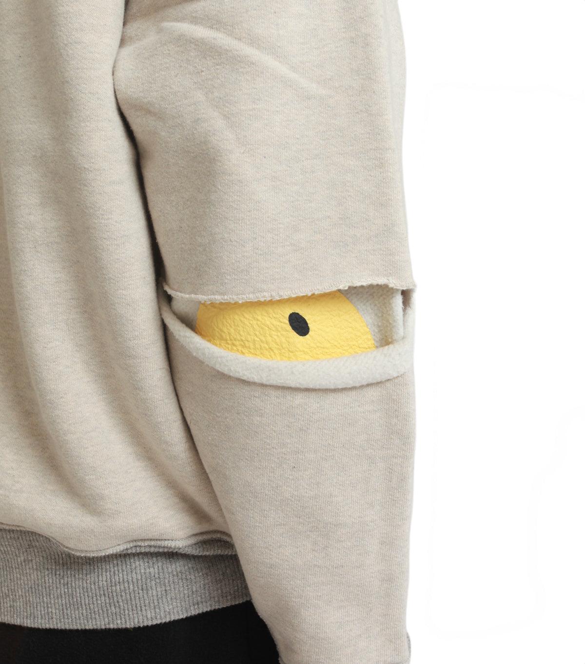 Kapital Top Sweater Knit Reversible Elbow-Rip Sweater Coneybowy Ecru Grey - Image 5