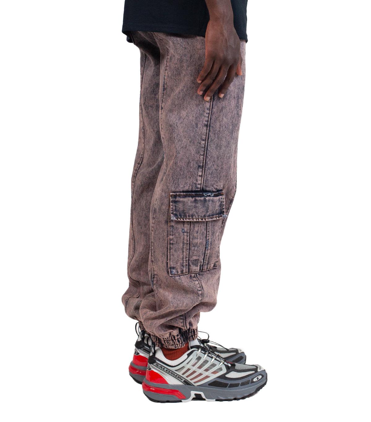 Liberal Youth Ministry Acid Wash Denim Cargo Pants Orange - Image 3