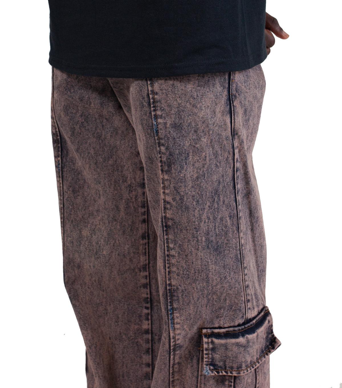 Liberal Youth Ministry Acid Wash Denim Cargo Pants Orange - Image 4